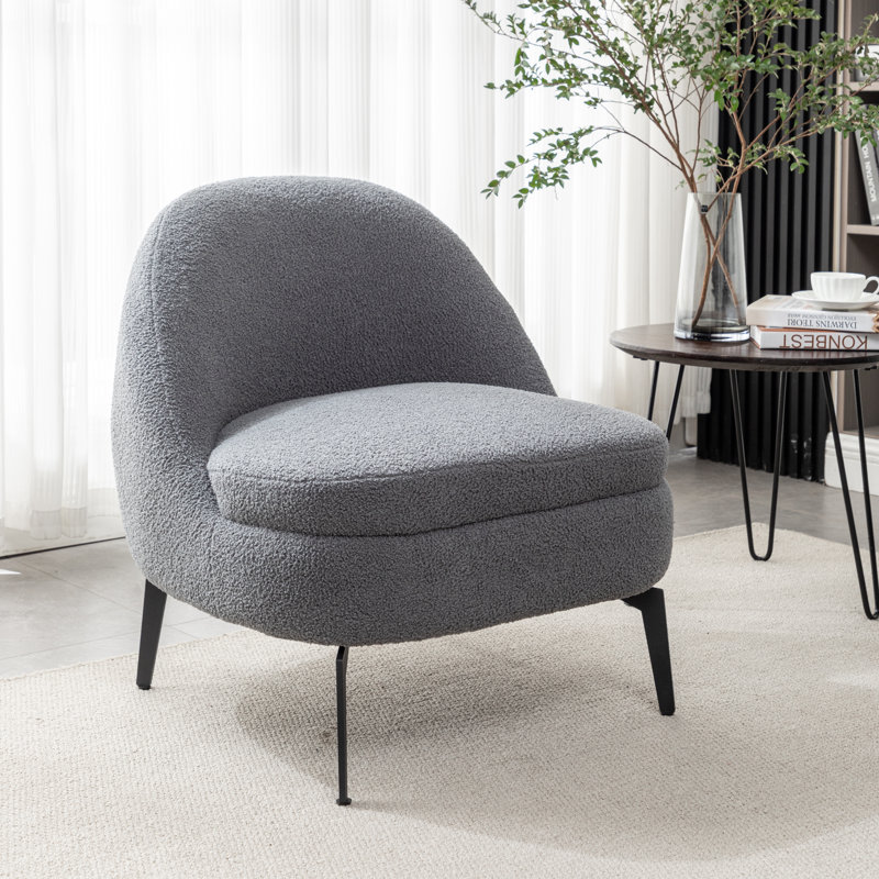 Fauteuil demi-tonneau rembourré Bula, Polyester gris