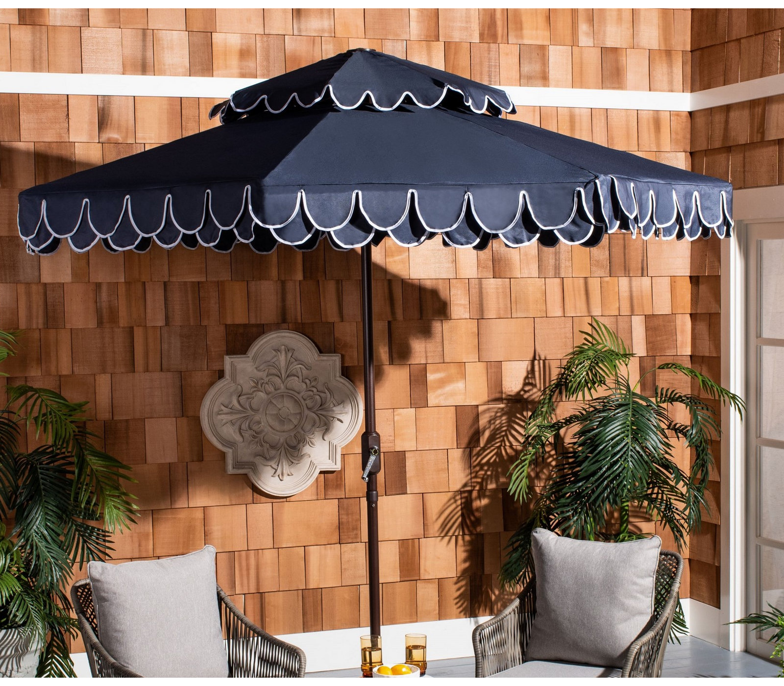 Amirreza 8.4' Umbrella, Navy/White