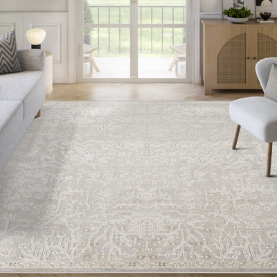 Abani Rugs Verona VER100A Traditional Light Grey Cream Vintage Floral Botanical Area Rug