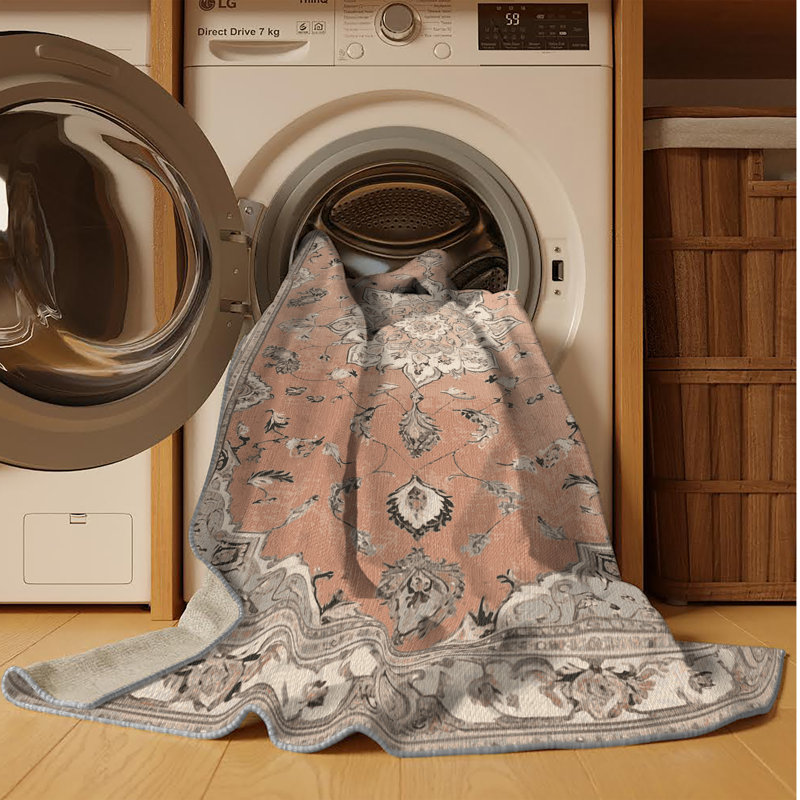 Tapis gris Tabriz lavable à la machine, Tapis de couloir 2 pi x 5 pi