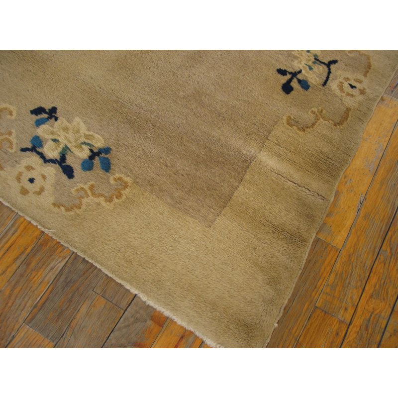 Antique Peking Chinese Floral Ivory 1930s Rug