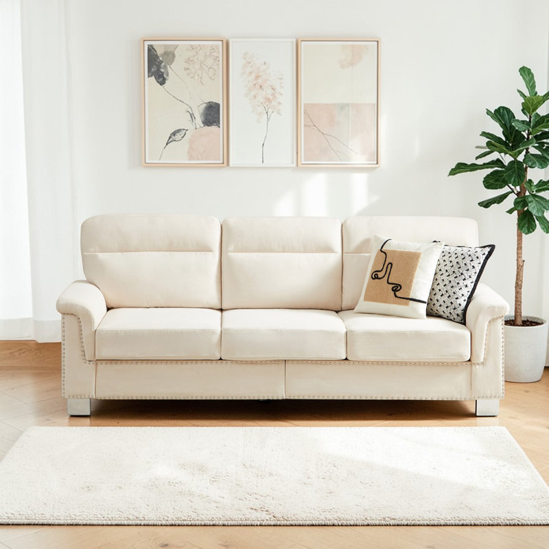 Canapé rembourré en mousse Snowfleece de 82 po Brooklington, Beige