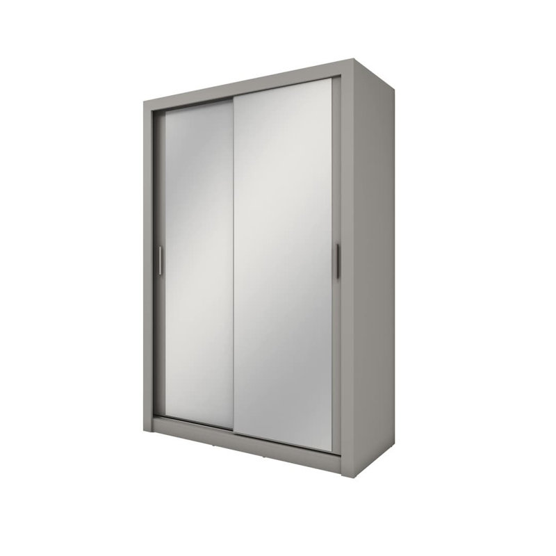 Badrudeen 2 Door Manufactured Wood Wardrobe, Matte Grey