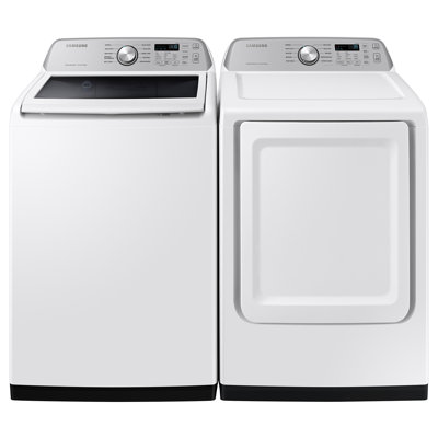 Samsung 4.7 cu. ft. Large Capacity Top Load Smart Washer and 7.4 cu. ft. Smart Electric Dryer with Sensor Dry