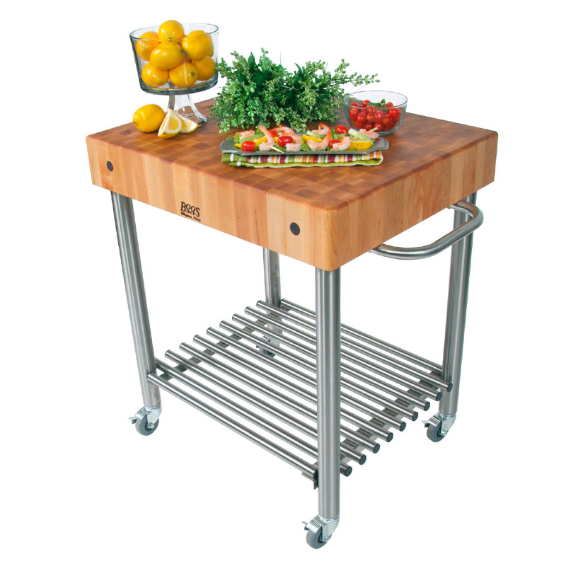Cucina D'Amico Prep Table with Butcher Block Top