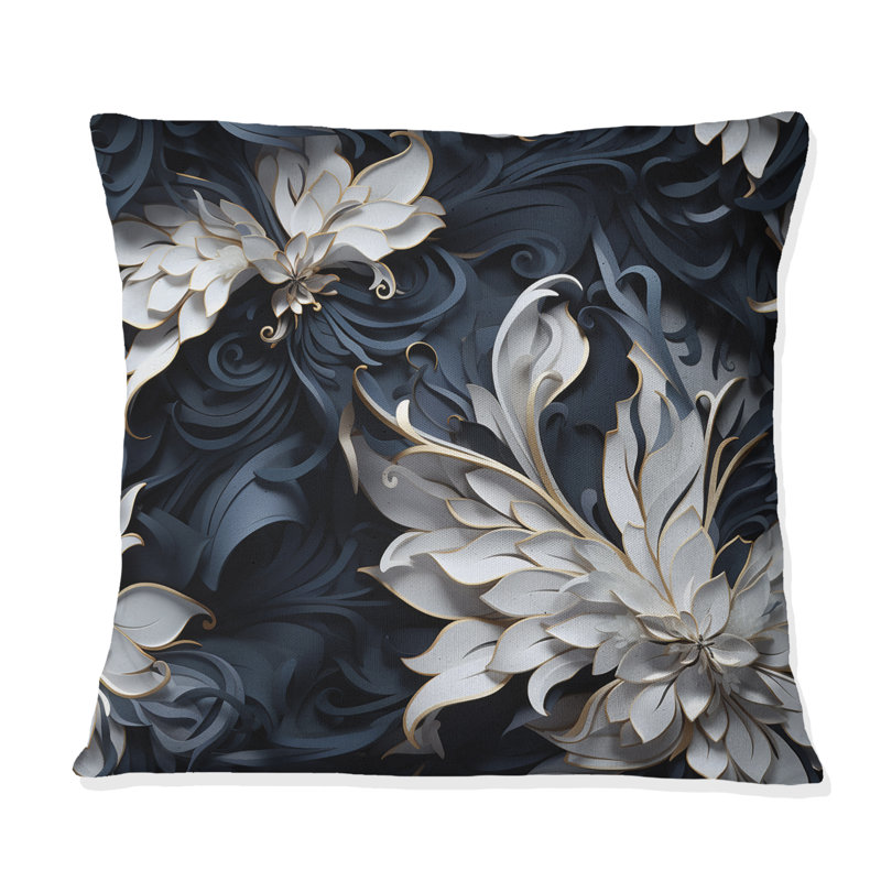 White And Silver Sphinx Paisley - Throw PillowAbstract Coral Reef Multicolor Azure - Throw Pillow, 16"H x 16"W