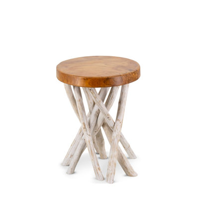 Luxton Solid Wood Top Round Side Table