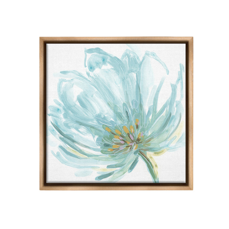 «Soft Blue Abstract Bloom Floater Frame» par June Erica Vess sur, Cadre flottant orme Montalcino, H 18 po x l 18 po