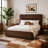 Braya Luxury 57.1" High Headboard Hydraulic Lift Up Storage Upholstered Platform Bed With Channel Headboard Design,Coffee,Queen-1549463971-1549463974
