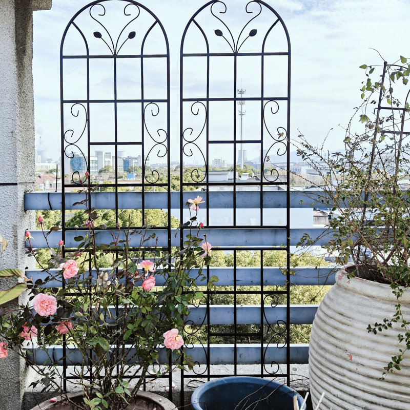 4 treillis de jardin en métal, 86,7 po x 19,7 po, noir antirouille, pour support de vignes d'extérieur