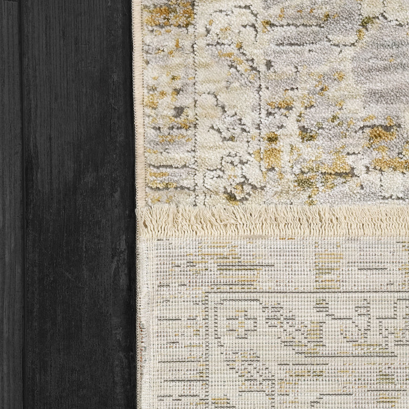 Abstract Area Rug in Grey/Green, Rectangle 9' x 13'