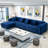 138.97" Wide Velvet Modular Sectional Sofa-2126472739-2126472738
