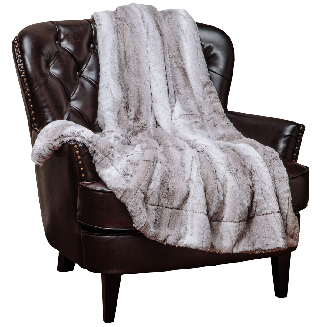 Falling Leaf Faux Fur Throw Chanasya 