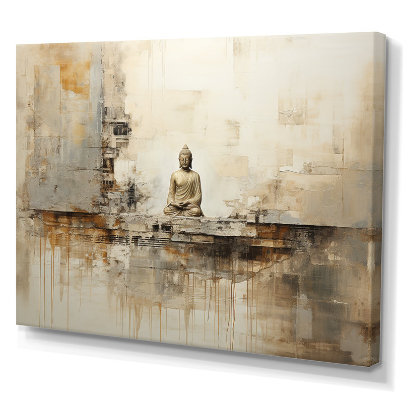 Statue de bouddhisme religieux II - art mural bouddhisme, H 24 po x l 32 po x P 1 po, Toile tendue