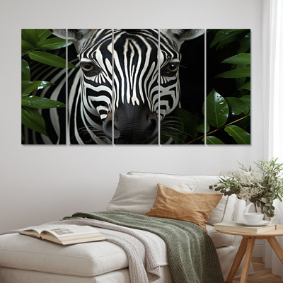 Striking Zebra Patterns III - animaux, art mural sur toile - 5 panneaux égaux