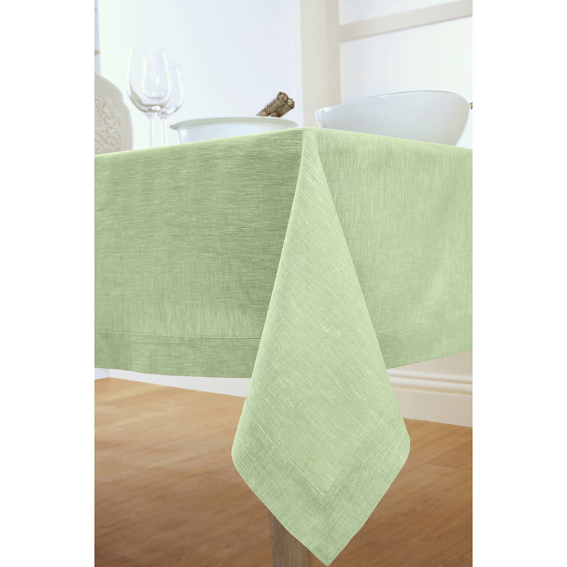 100% Pure Linen Tablecloth - Athena, Chambray Green, 120" x 60"