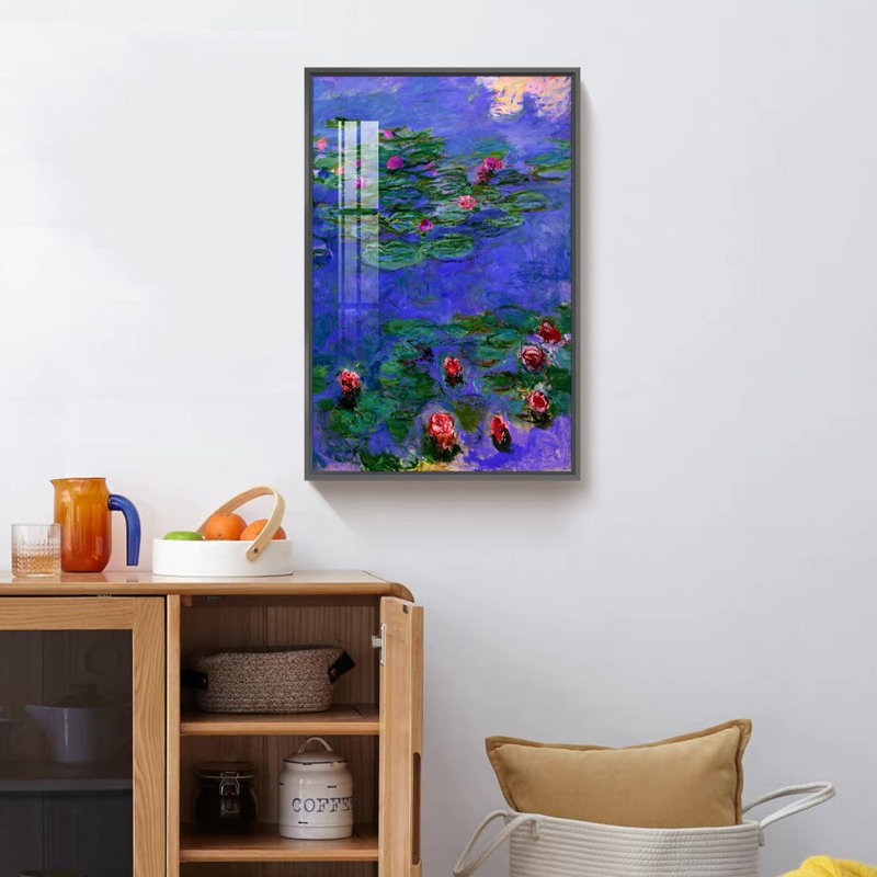 "Nymphéas" par Claude Monet - Peinture sur toile, H 24 po x l 16 po x P 1,3 po, Noir