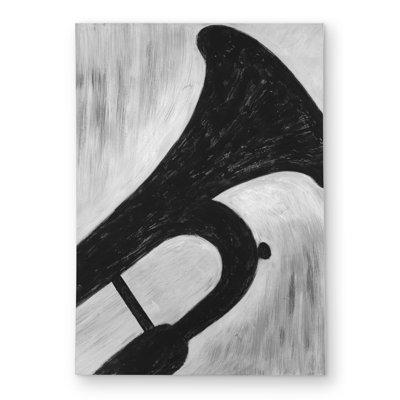 Silhouette of a Trumpet - Office Musical Outdoor Area Rug