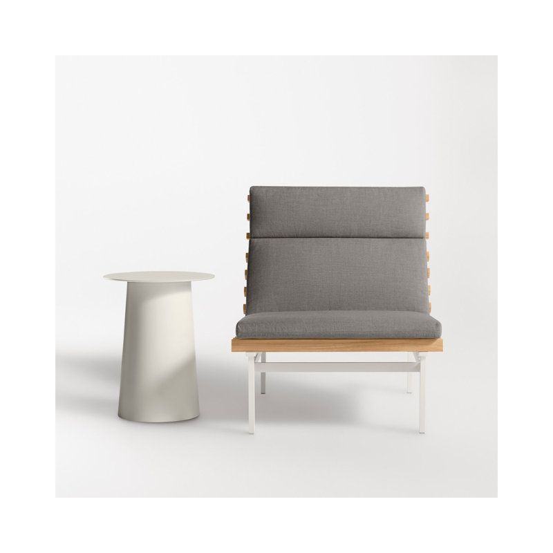 Perch Outdoor Teak Chaise Lounge, Toohey Charcoal, White