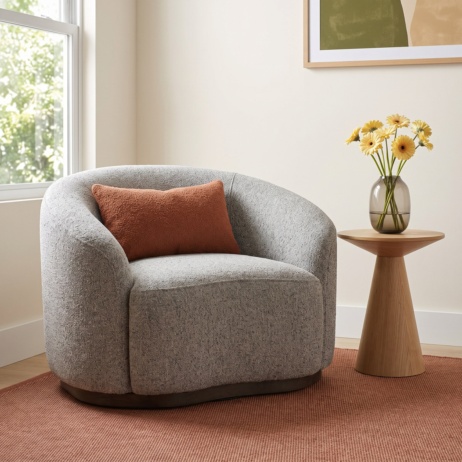 Pickensville Swivel Barrel Chair, Ivory