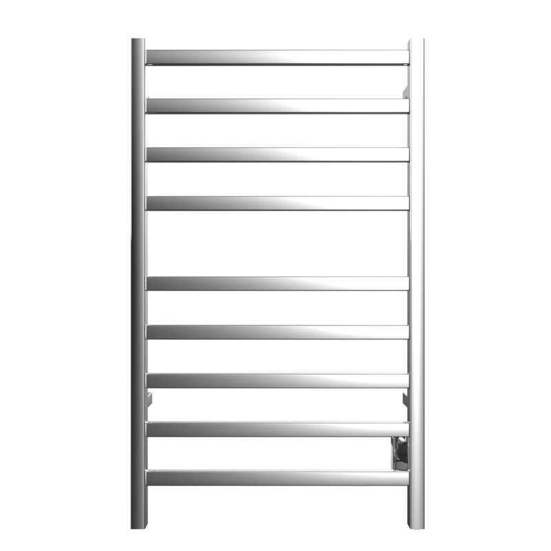 Chauffe-serviettes mural en acier 24 po x 40 po Kontour - Chrome, câblé, rails carrés, H 40 po x l 24 po x P 4 po, Chrome