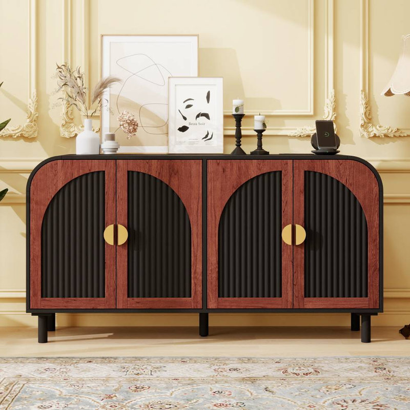 Arched Sideboard Cabinet (Black, Dark Walnut)