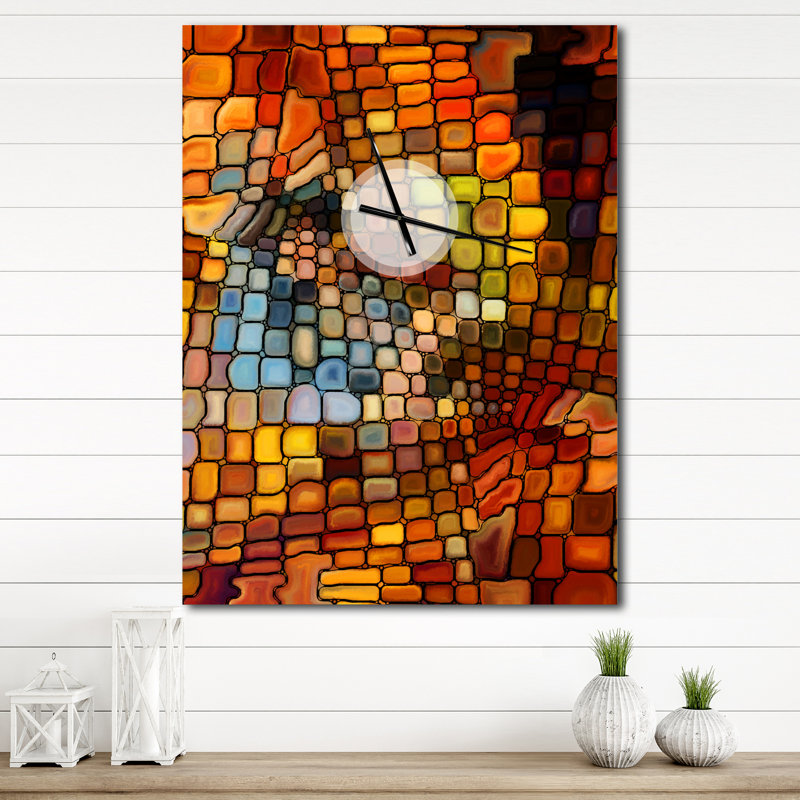 Rêve de vitrail - Horloge murale moderne, H 32 po x l 24 po x P 1 po