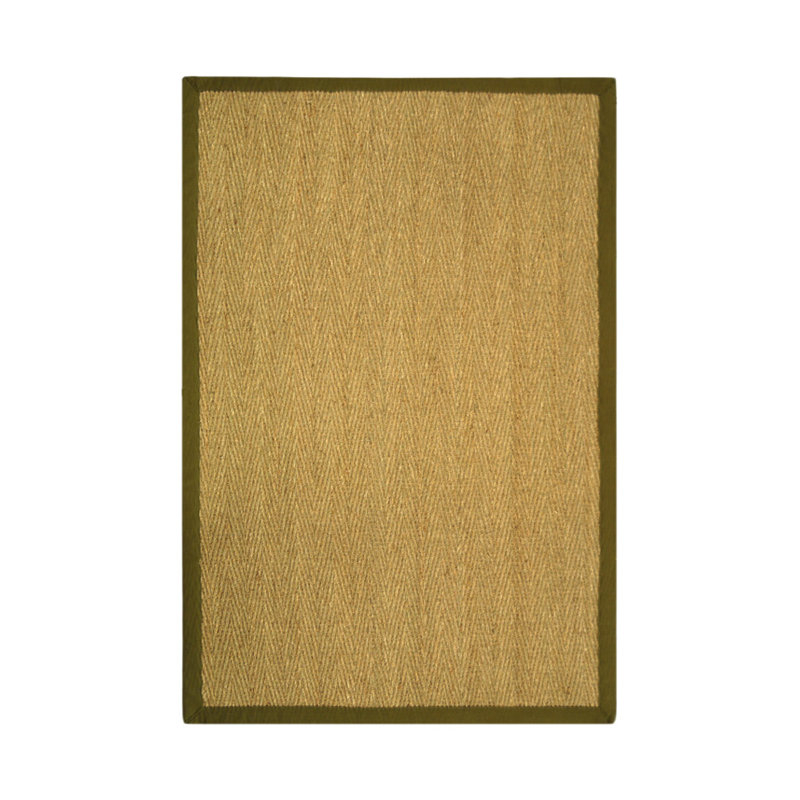 Auckland Bamboo Slat/Seagrass Natural/Olive Area Rug, Rectangle 8' x 10'