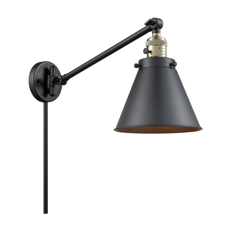 Lampe pivotante à 1 lumière à intensité variable Donovan, Incandescente (non incluse), Laiton antique noir