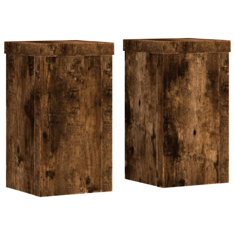 Plant Stand - Set of 2, Smoked Oak, 18cm H x 10cm W x 10cm D