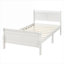 Lit plateforme simple en bois massif blanc Sleigh Silhouette pour chambre d'amis, style minimaliste convenant à la plupart des matelas simples-129382349-129382352