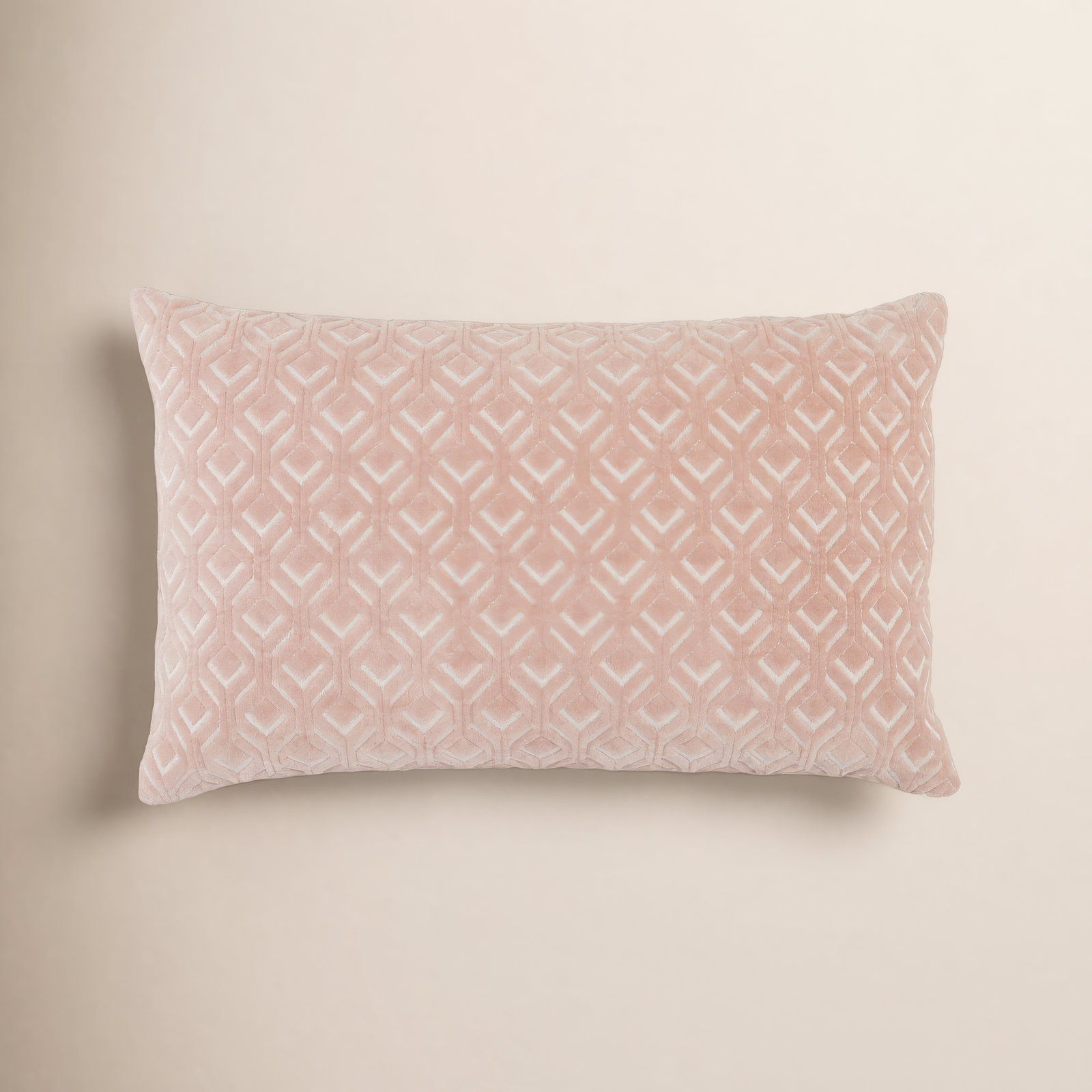 Ryans Embroidered Cotton Lumbar Throw Pillow, Polyester/Polyfill, Blush Trellis, Rectangle 13" H x 21" W