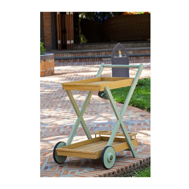Osier Solid Wood Bar Cart, Teak
