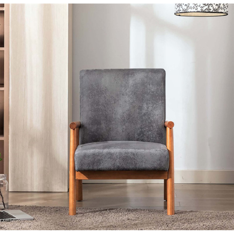 Chaise avec accoudoirs Classic Mid-Century, Grey Microfiber