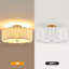 Plafonnier semi-encastré 3 lumières tambour moderne en lin