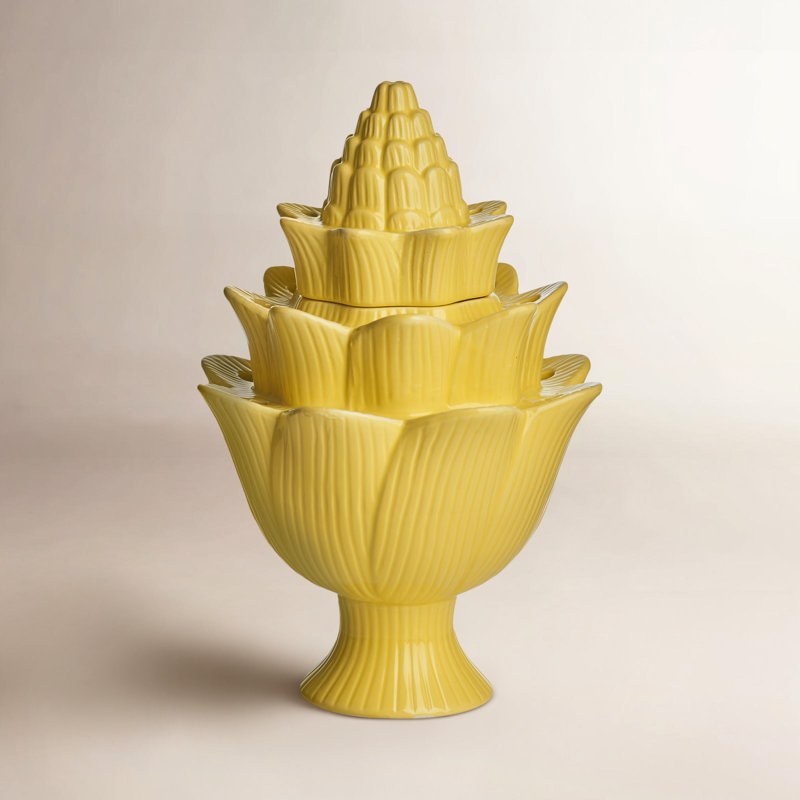 Vase de table en céramique 10 ", Jaune