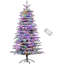 Arbre de Noël artificiel pin de montagne 6,5 pi pré-éclairé, arbre de Noël enneigé, arbre de Noël à charnière avec 400 lumières DEL et 990 branches pour la décoration des fêtes-1055408352