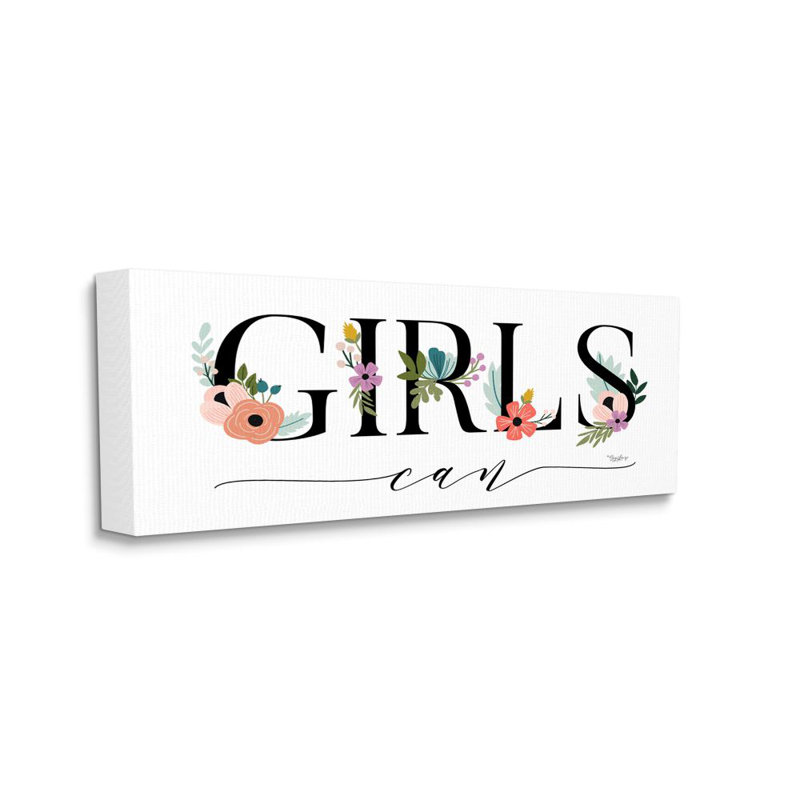 « filles can inspiration word design » par gigi louise, impression, H 13 po x l 30 po x P 1,5 po, Toile tendue