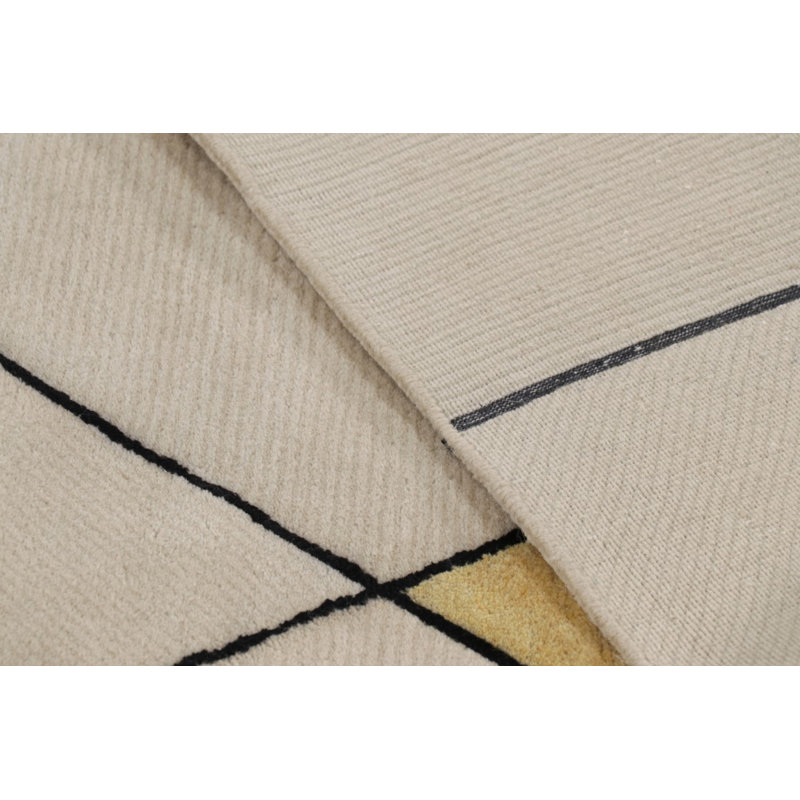 Rug & Kilim’S Mid-Century Modern Rug In Cream With Geometric Patterns, Rectangle 10' x 14'