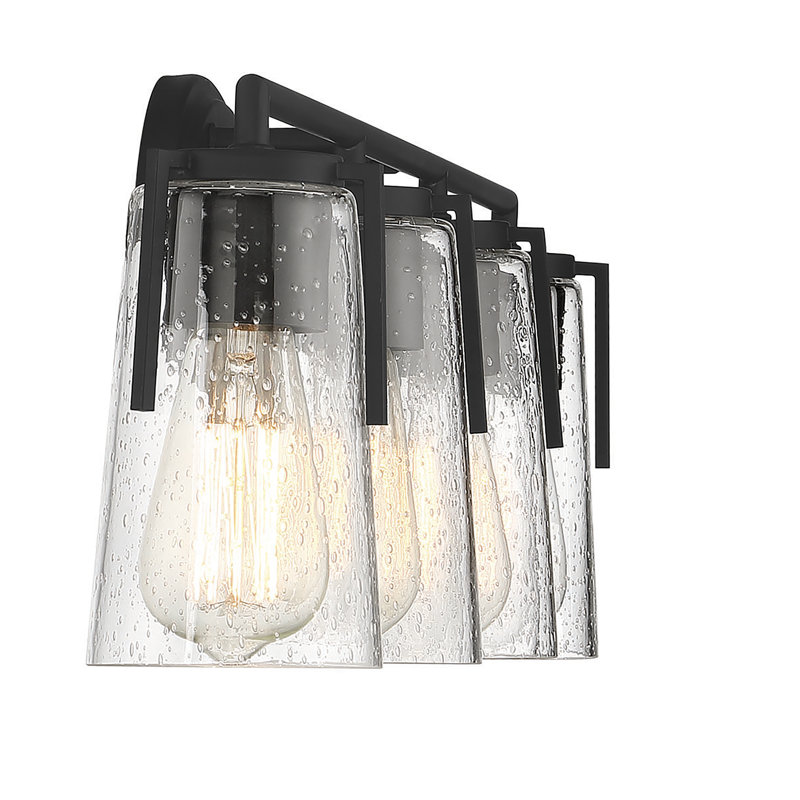 Éclairage pour salle de bain 4 lumières Savoy House Sacremento en noir, Noir, Quatre lumières, H 8,5 po x l 32 po x P 32 po