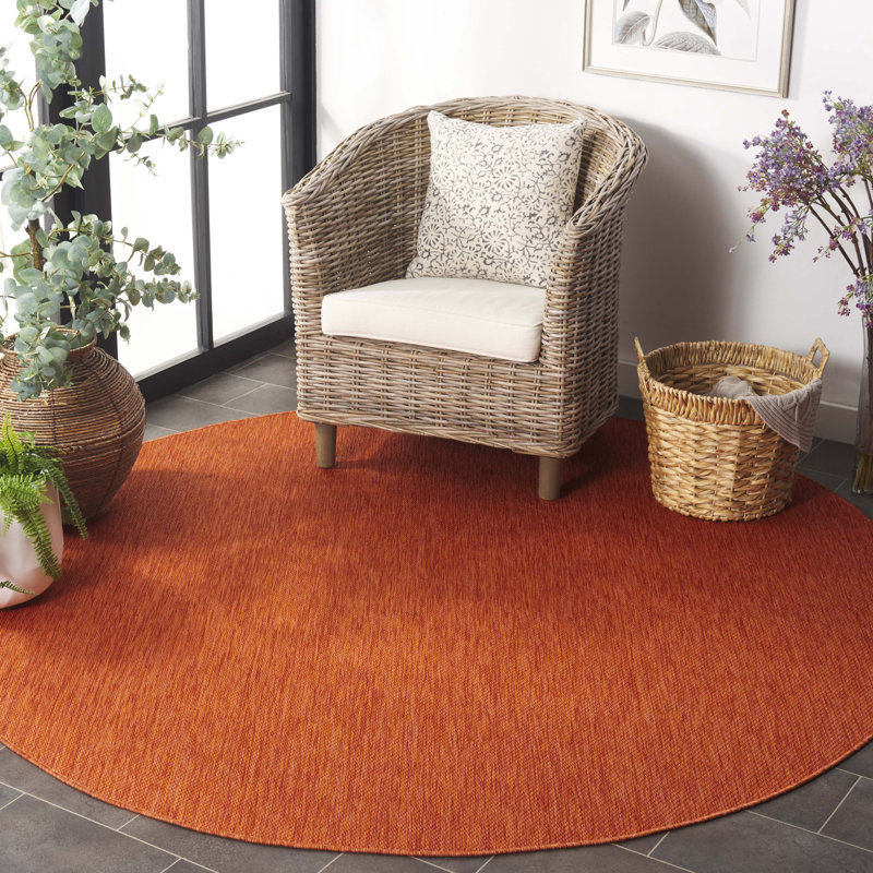Ferriera Machine Woven Stain Resistant Area Rug, Round 6'7"