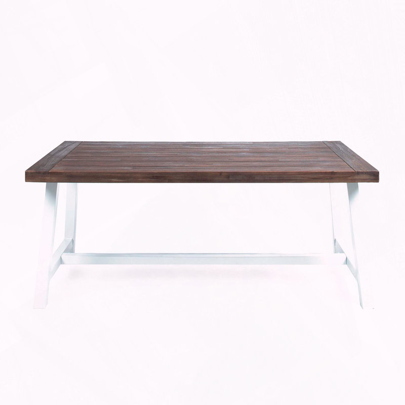 Acacia Wood Metal Frame Slat Dining Table
