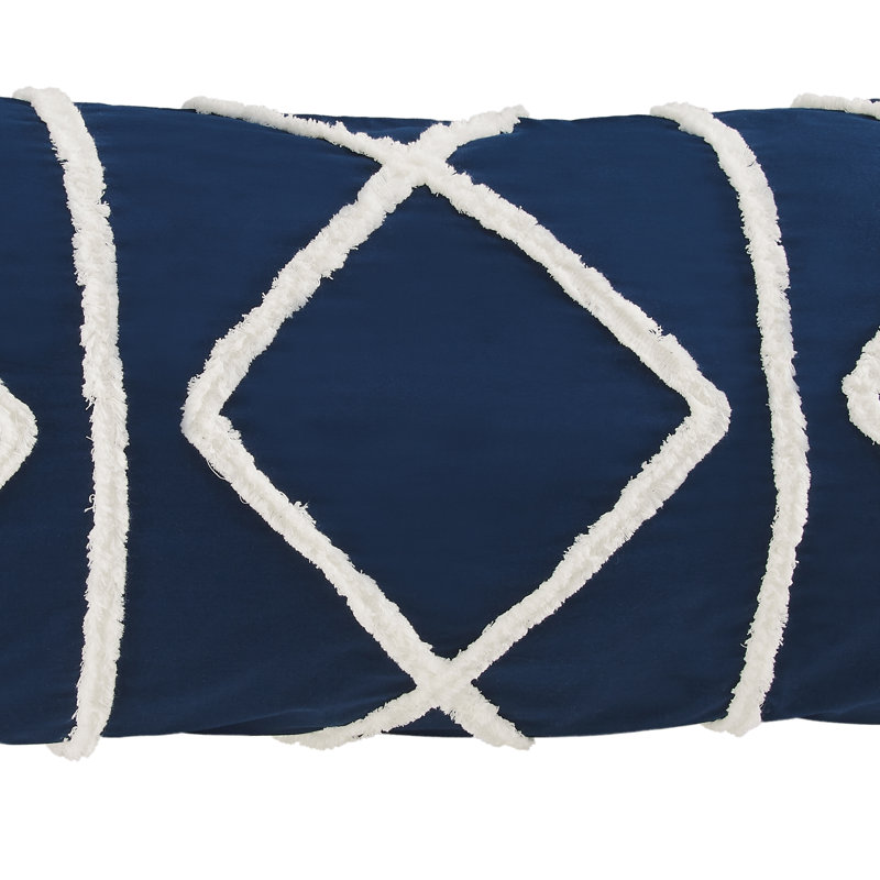 Boho Fringe Body Pillow Case by Sweet Jojo Designs, Navy Blue/Ivory