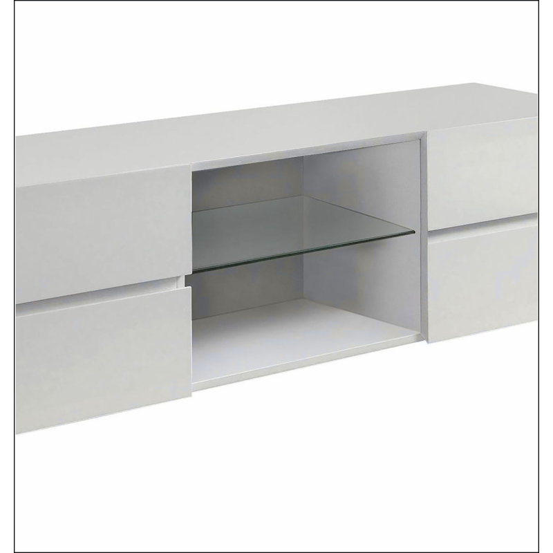 Console à 4 tiroirs blanc brillant
