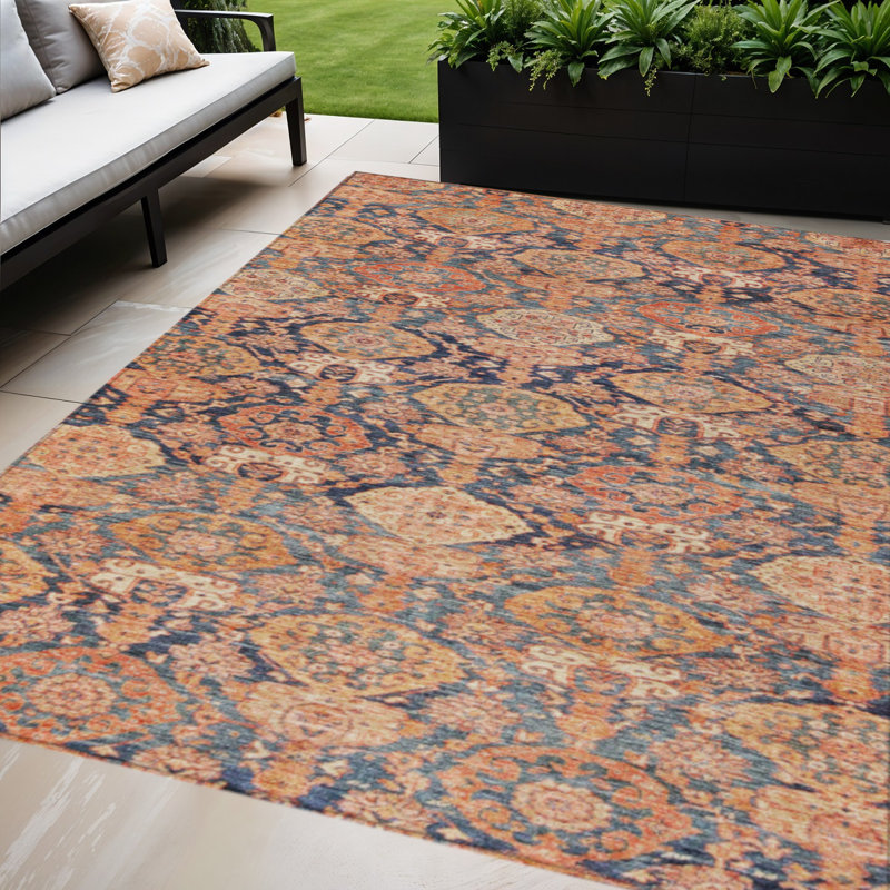 Tapis intérieur lavable en terre cuite et gris anthracite 8 pi x 10 pi