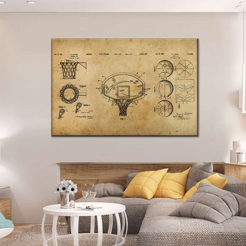 Basketball Brevet Compilation sur toile, H 34 po x l 51 po x P 1,25 po