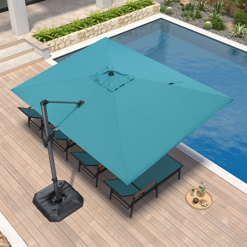 274cm X 335cm Rectangular Cantilever Parasol, Turquoise Blue