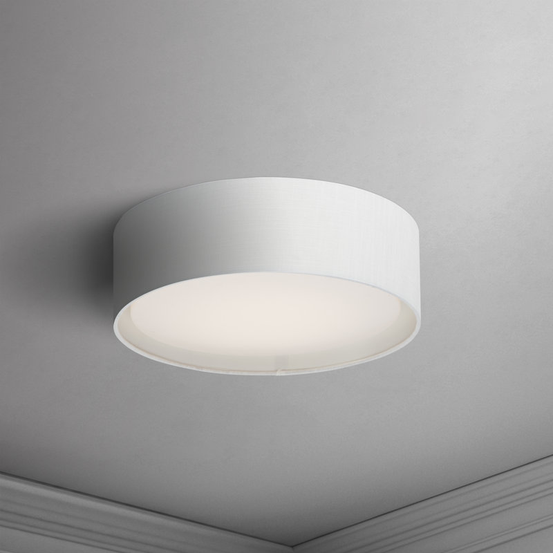 Plafonnier encastré à trois lumières DEL Jessalyn, H 5,5 po x l 16 po x P 16 po, Lin blanc