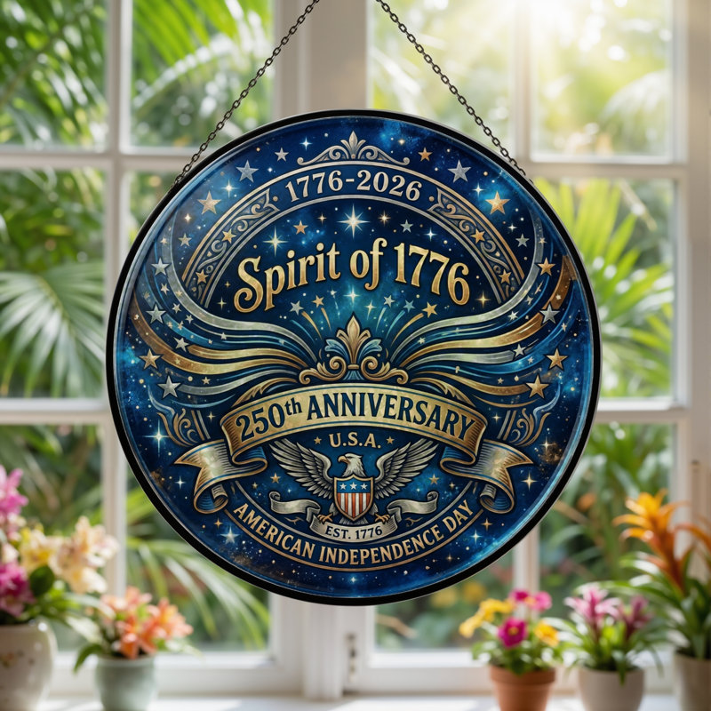 Panneau de fenêtre en verre pour décoration intérieure Starry Sky USA 250th Anniversary ， 7,8H, H 7,8 po