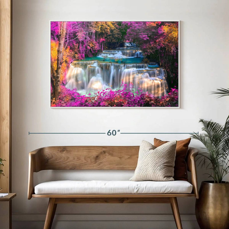 Chutes d'eau, 46 po x 31 po, Cadre flottant blanc